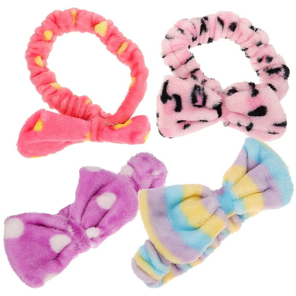 PENIKOKO 4pcs Leopard Print Bowknot Hair Bands for Women, Stylish Hair Accessories for Face Washing and Everyday Use