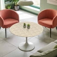 thumbnail image 4 of Geometric Floral Elastic Fitted Round Table Cover Abstract Retro Brown Waterproof Outdoor Tablecloth for Holiday Party, Picnic, Patio & Dining Fits Tables Up to 45"-54", 4 of 8