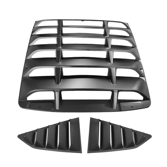 Ikon Motorsports Compatible with 14-19 Chevy Corvette C7 Classic Side & Rear Window Louvers - Matte Black
