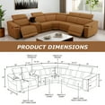 thumbnail image 2 of Power Recliner, Light Brown Reclining Sectional Sofa with USB Ports, 5-Seater Leather Reclining Couch with Console and Cup Holder for Living Room/Apartment/Home Office, 2 of 6