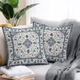 thumbnail image 2 of Throw Pillow Covers 26x26 Inch Set of 2, Blue Boho Floral Waterproof Outdoor Pillow Covers, Vintage Farmhouse Botanical Motifs Decorative Cushion Pillowcases for Couch, Sofa, Bed, Garden, Patio, 2 of 9