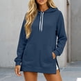 thumbnail image 2 of Women's Solid Hooded Sweatshirt Relaxed Fit Minimalist Casual Top, 2 of 4