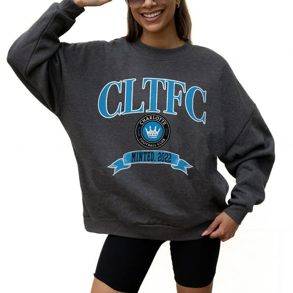 Women's Gameday Couture  Charcoal Charlotte FC Seal The Deal Pullover Sweatshirt
