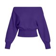 thumbnail image 5 of cocolona Off Shoulder Cropped Sweatshirts for Women Solid Color Long Sleeve Casual Shirts Sporty Trendy Fall Outfits, 5 of 7
