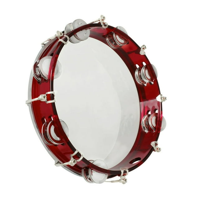 Hlonkdcenta Tambourins à Main en Acier Inoxydable 10 Pouces Rouge