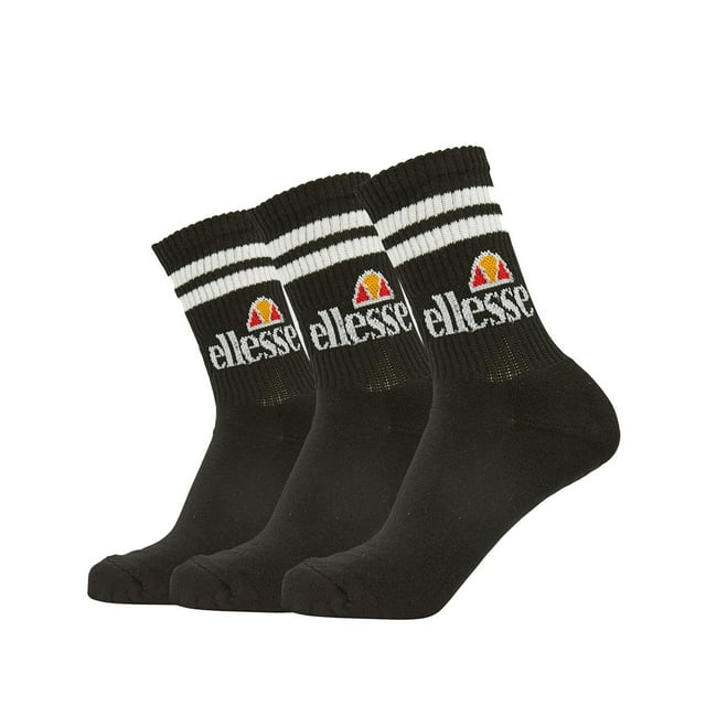 ellesse calcetines de deporte unisex PULLO, 3 pares - calcetines de tenis, calcetines de tripulación, logotipo Negro 43-46,5