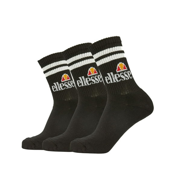 ellesse calcetines de deporte unisex PULLO, 3 pares - calcetines de tenis, calcetines de tripulación, logotipo Negro 43-46,5