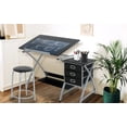 thumbnail image 6 of Drafting Table and Stool Set Tabletop Tilted Drawing Table Drafting Desk w/Drawers Artists Workstation, Art Craft Supplies, 6 of 8