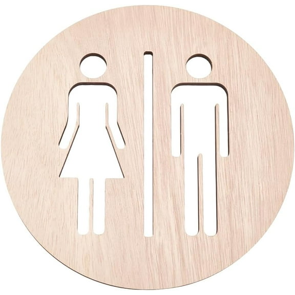 Wood Bathroom Signs 7.8Inch Round Unisex Restroom Signs Women Men Toilet Wall Signs Flat Wooden Toilet Wall Art Decor for Offices Businesses Restaurants and Public Restrooms