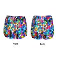 thumbnail image 3 of Balery Colorful Tie Dye Stained Glass 2 Pantalones cortos deportivos para mujer con forro y dos bolsillos, elásticos, para entrenamiento, gimnasio, yoga-Large, 3 of 7