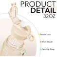 thumbnail image 4 of Hyeta 32 oz Water Bottles with Times to Drink and Straw, Motivational Water Bottle with Time Marker, Leakproof & BPA Free, Drinking Sports Water Bottle for Fitness, Gym & Outdoor, 4 of 6