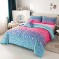 thumbnail image 2 of PERFEMET Full Galaxy Bedding Comforter Set 6 Pieces Blue Pink Gradient Glitter Girl Bed in a Bag Lightweight All-Season Bed Set, 2 of 8
