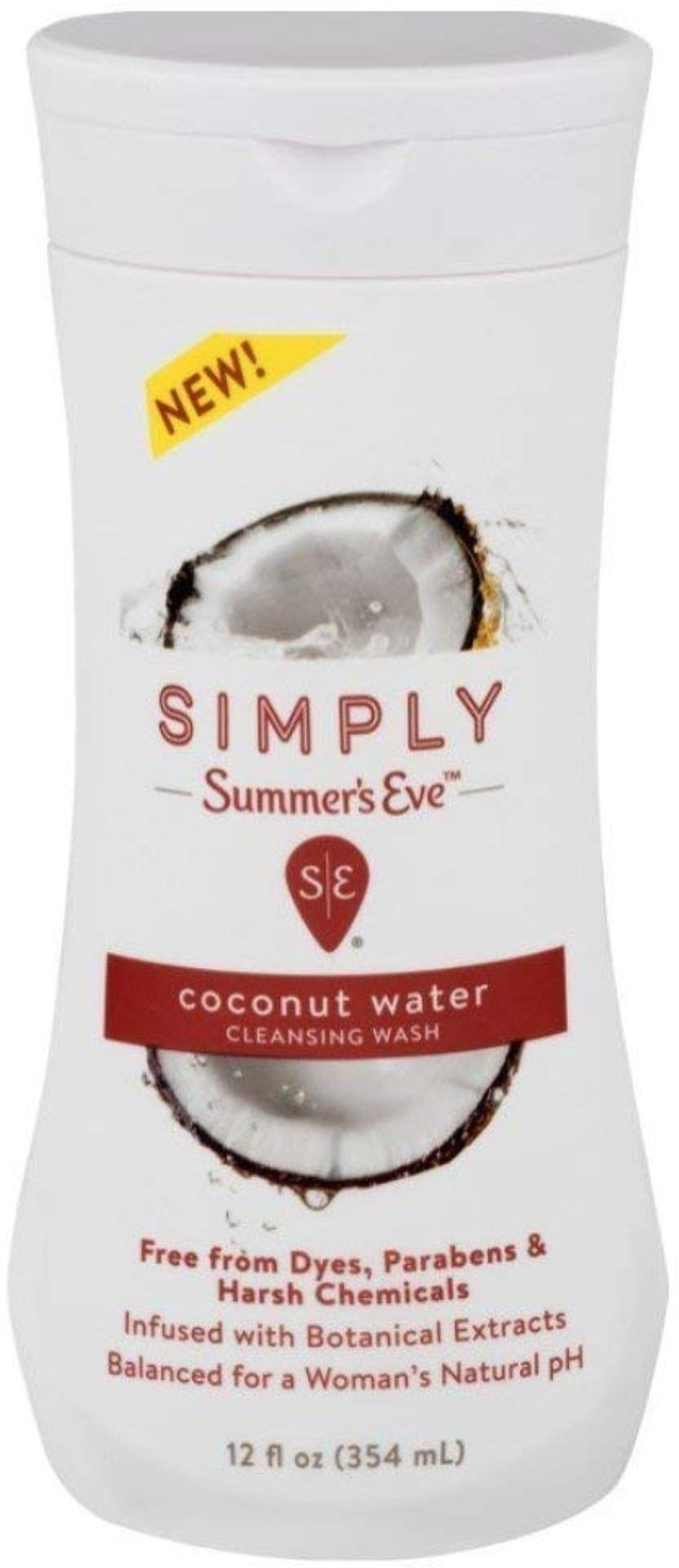 2 Pack Summer's Eve Simply Cleansing Wash, Coconut Water 12 oz