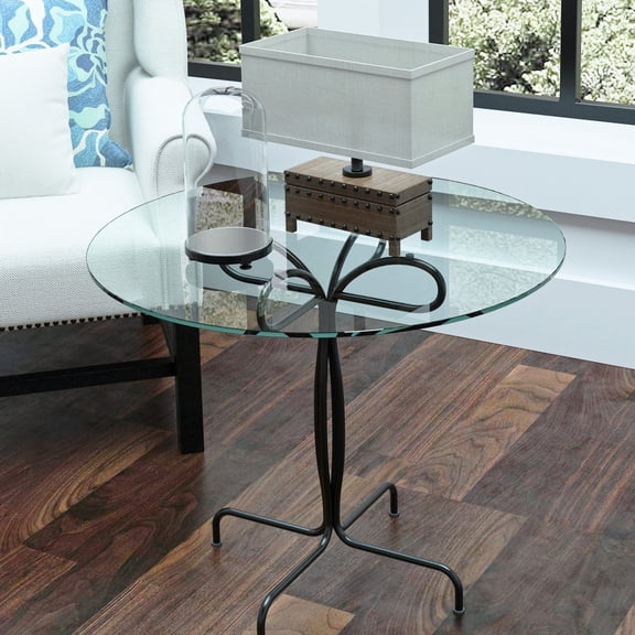 24" Round Clear Glass Table / Corrosion and Wear Resistant for Dining