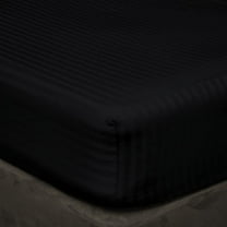 Pure Dreams Fitted Sheet Only- 22" Extra Deep Pocket- Premium 400 Thread Count- 100% Cotton Sateen- Black Stripe, Cal-King