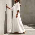 thumbnail image 4 of Vynhevius Womens Solid Ruffled Dress V Neck Bell Sleeve Button Down Flowy Maxi, 4 of 9