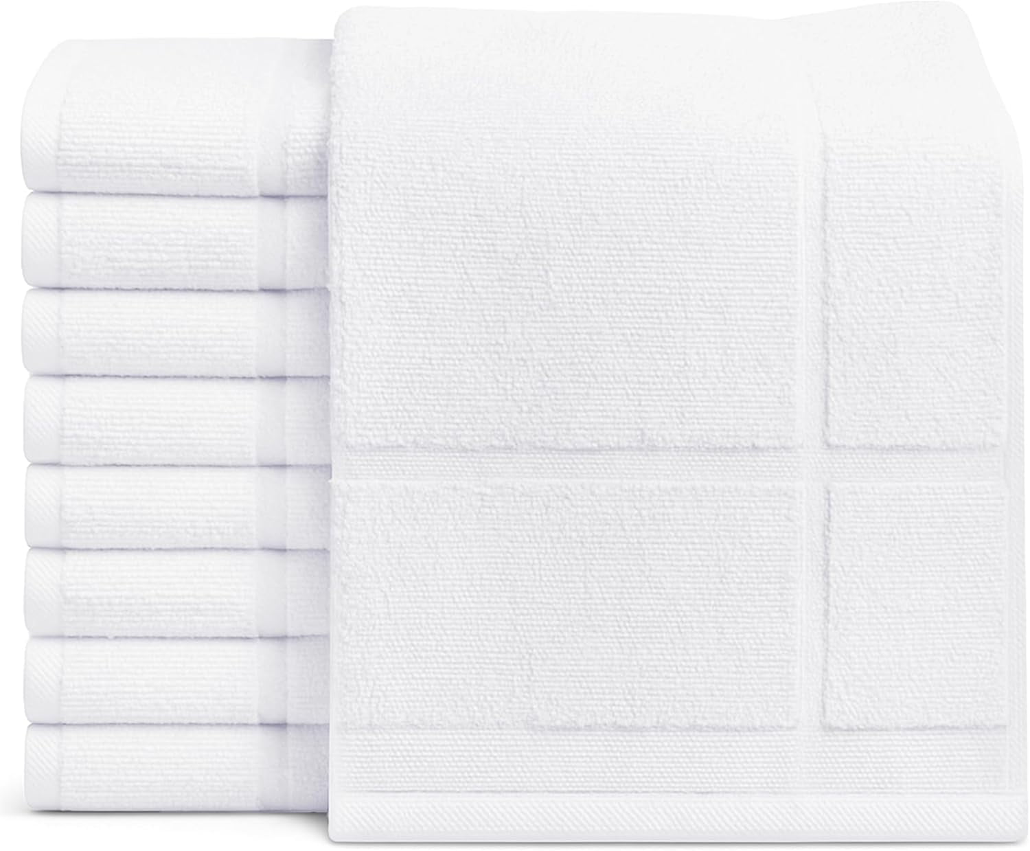 12 Pack White Bath Mat Towels 20x30 Inches (Not a Bathroom Rug)- Cotton Blend Washable Economy Hotel Bath Mats