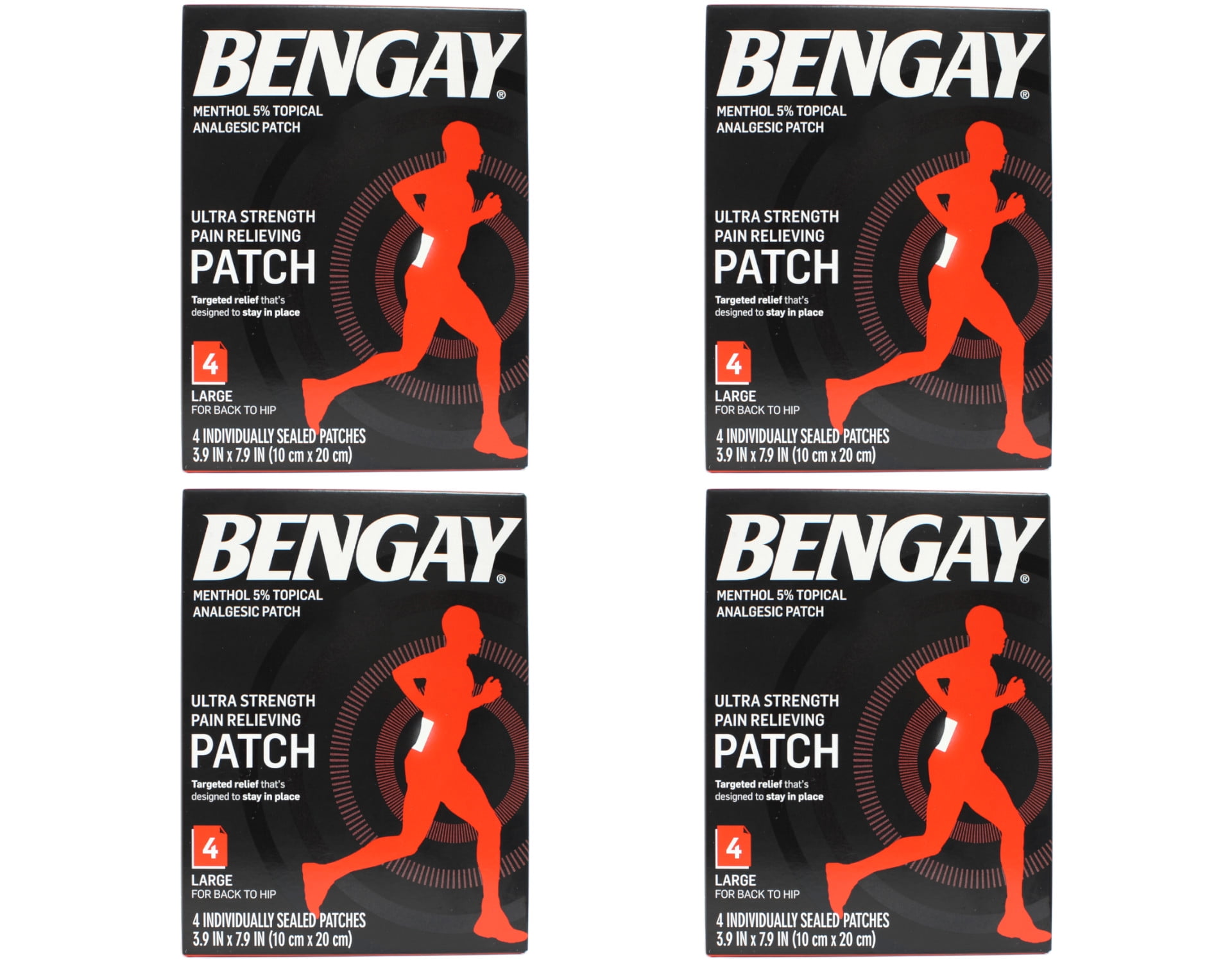 4 Pack - Bengay Ultra Strength, Pain Relieving Patch, Large Size, 4 Count Each