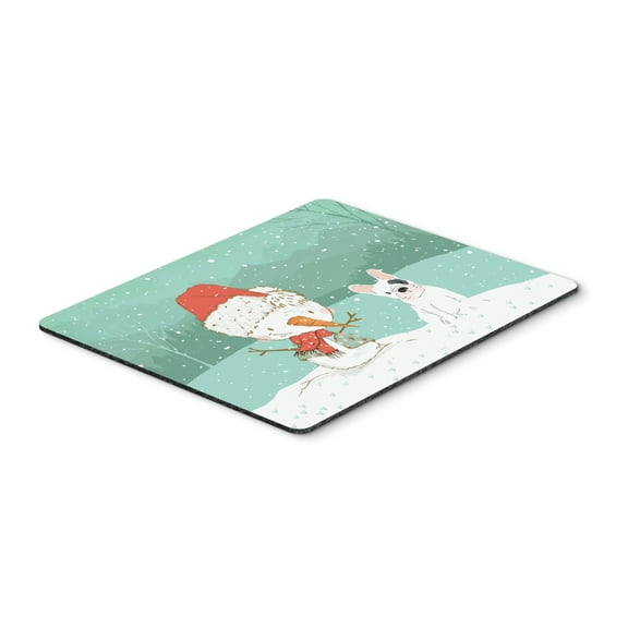 Piebald French Bulldog Snowman Christmas Mouse Pad Hot Pad or Trivet