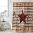 thumbnail image 4 of Shower Curtain Barn Star Berry Bathroom Curtains with Hooks, Waterproof Fabric Wooden Brown Buffalo Plaid Bath Shower Curtains Set for Bathroom Bathtubs Decor 36x72 Inch, 4 of 9