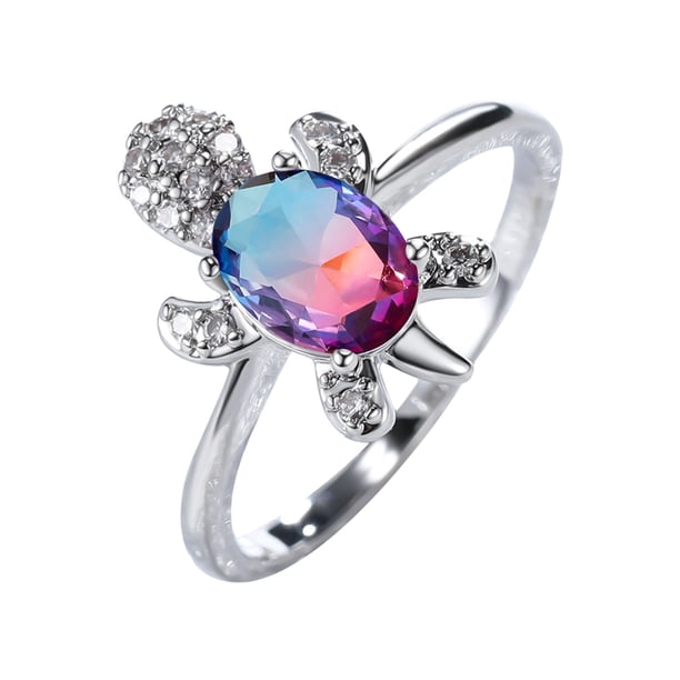 Joyería creativa W Hite oro y diamante azul tortuga anillo hombres moda Ol viento anillo Wmkox8yii fajkfhkj2646