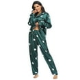 thumbnail image 3 of Ensemble de Pyjama en Satin pour Femmes à Fleurs avec Manches Longues et Boutons, 3 of 4