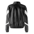 thumbnail image 3 of iixpin Kids Girls Shiny Metallic Bomber Jacket Long Sleeve Zipper Coat Motorcycle Baseball Windbreaker Outerwear Black 12, 3 of 6