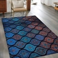 thumbnail image 3 of Boho Washable Area Rugs 4'x6', Moroccan Trellis Blue Red Black Geometric Flower Texture Low Pile Throw Living Room Rug Non-Slip Sturdy Edge Binding Carpet for Indoor Entryway Bedside Kitchen, 3 of 9