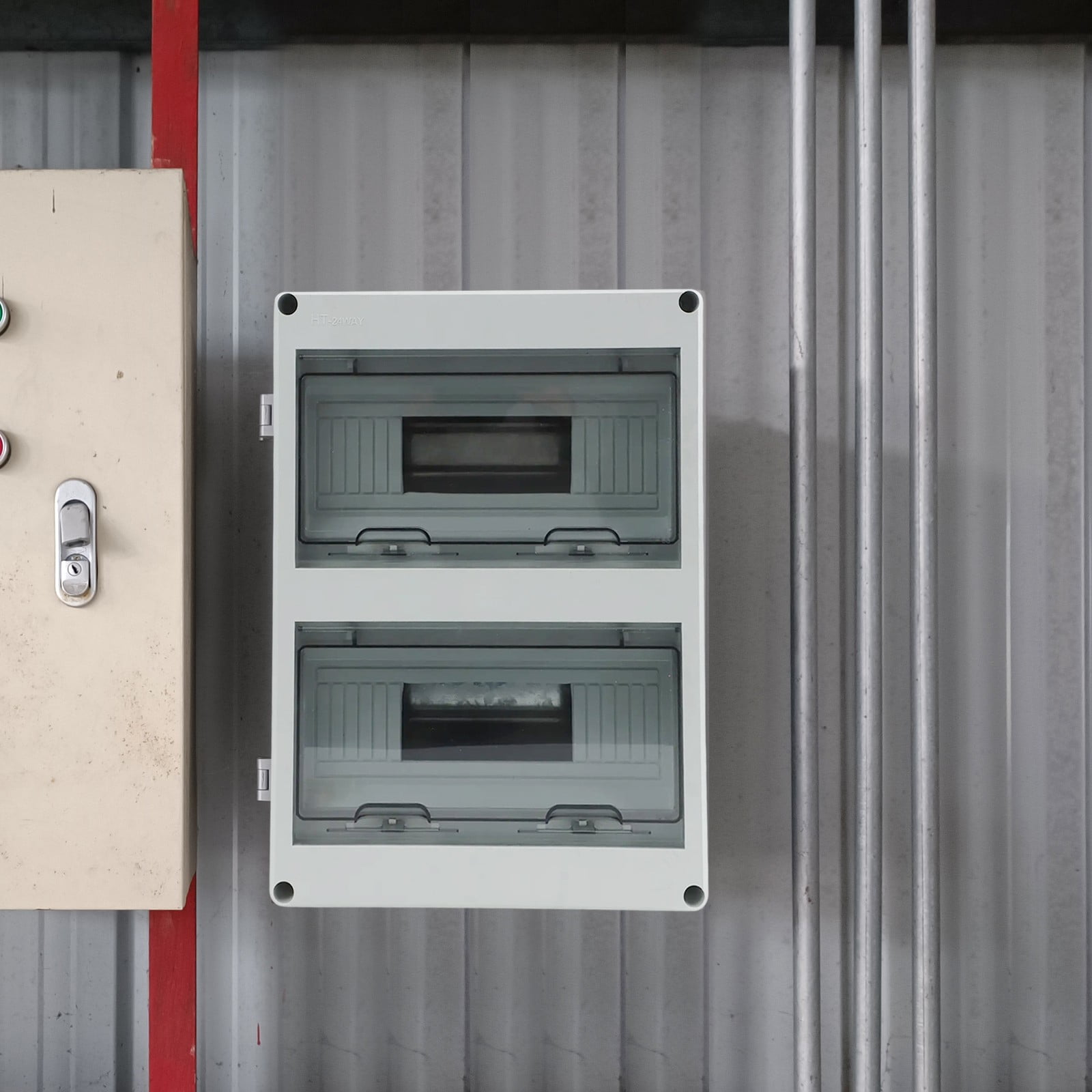 Surface-Mounted Junction Box 2 Rows 24 Circuits Plastic Outdoor Electrical Waterproof Distribution Box Switch Box