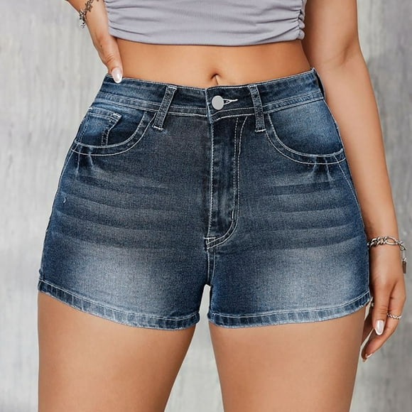 WILLBEST Womens Fall Clothing Trendy 2024 Women's Casual Ripped Denim Shorts High Rise Distressed Rolled Hem Jeans Shorts with Pocket Summer Casual Short Jeans Chino Women