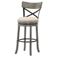 thumbnail image 2 of Furniture of America Zaren Round Swivel X-Cross Back Dining Room 29" Bar Stools, Gray (Set of 2), 2 of 7