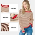 thumbnail image 3 of SHEWIN Women Sweater Stripe Knit Pullover Tops Holiday Jumper Crewneck Sweaters Long Sleeve Casual Knitted Fall Tops, 3 of 9