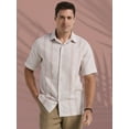 thumbnail image 2 of Havanera Men's and Big Men's Yarn Dyed Panels Short Sleeve Linen Cotton Button-Down Shirt, Sizes S-5XL, 2 of 8
