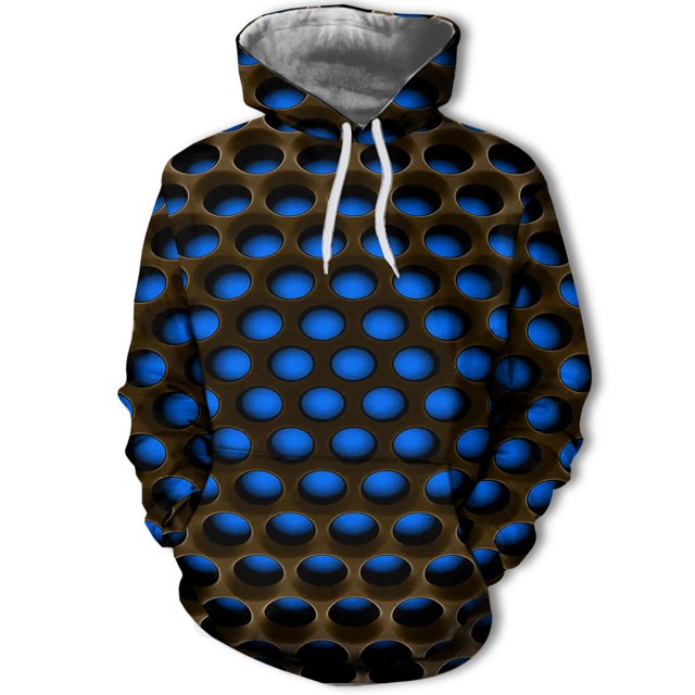 Hole Pattern Personality Creative 3D Printing Men's Hooded Sweatshirt Autumn and Winter Colorful Fashion Pullover Hoodie