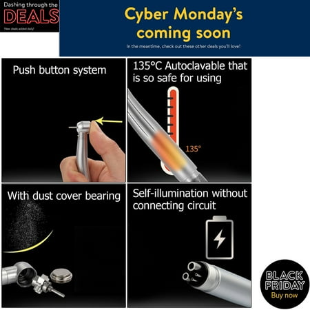 - LESHP Handpiece Push Button Spray, LED Dental Push Quick High Speed Handpiece Big Ceramic Bearing Turbine 4 Hole