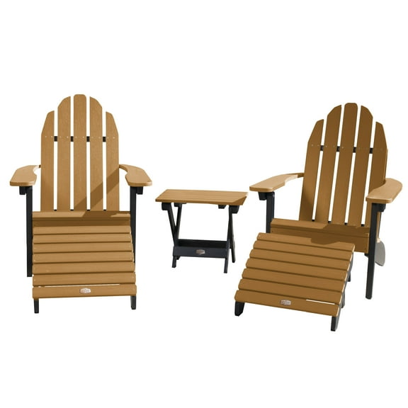 2 Essential Adirondack Chair with 1 Essential Folding Side Table & 2 Essential Folding Ottomans