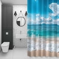 thumbnail image 4 of Ocean Bathroom Shower Curtain, Sea Wave Blue Sky White Cloud Beach Sandy Modern Waterproof Washable Soft Bath Curtain for Bathtub Decor with 12 Hooks&Grommet, 48x72 Inch, 4 of 9