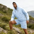 thumbnail image 2 of Mens Lightweight Windbreaker Jacket and Shorts Set, Hooded Zip Up Cargo Pockets Summer Outdoor Sportswear Suit Light Blue L, 2 of 9