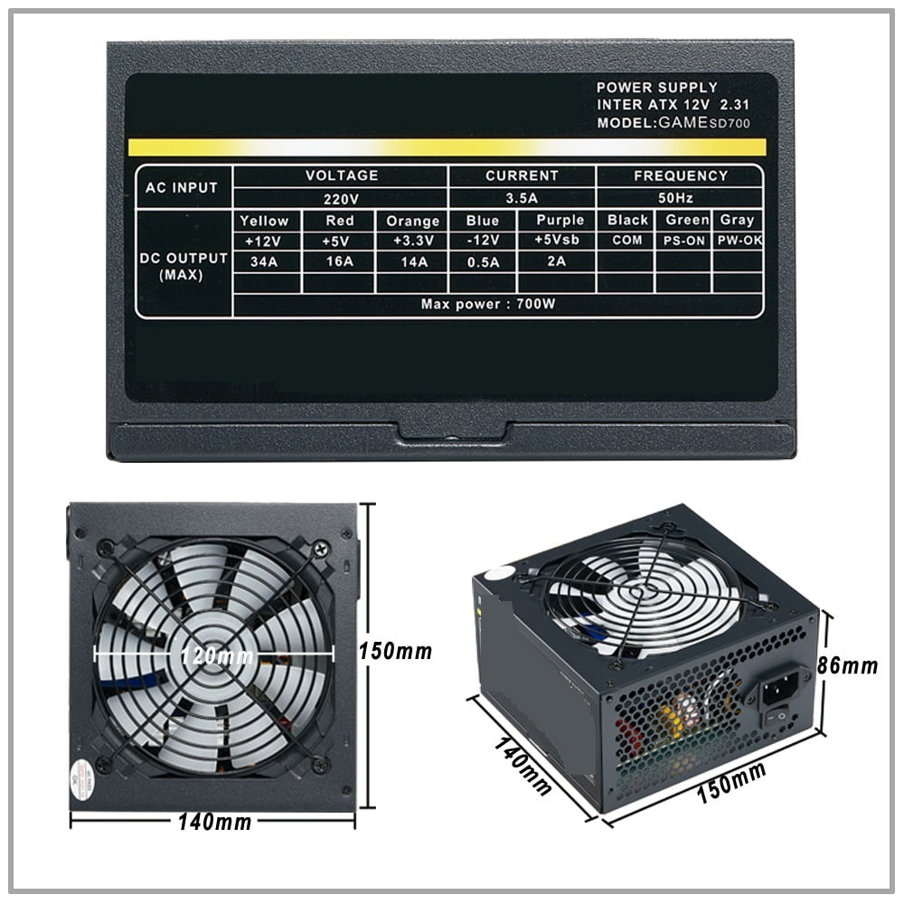 Power Supply for PC, 500W Rated / ; 500w Source for Pc Gamer Gaming Computer ,Voltage Consistency