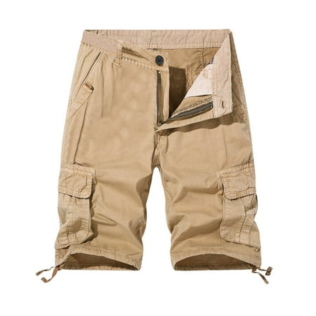RYDCOT Mens Outdoor Casual Cargo Shorts Expandable Waist Lightweight Waterproof Quick Dry Golf Shorts for Men Fishing Hiking Travel Camping Khaki