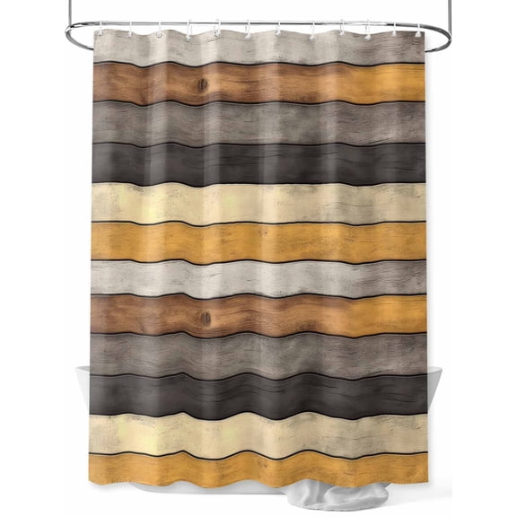 Fsddascl Farmhouse Grey Yellow Shower Curtain Set - 72" x 78" Washable Bathtub Curtain with 12 Hooks, Vintage Wood Country Waterproof Fabric Stall Shower Curtains for Bathroom/Bathtub Décor