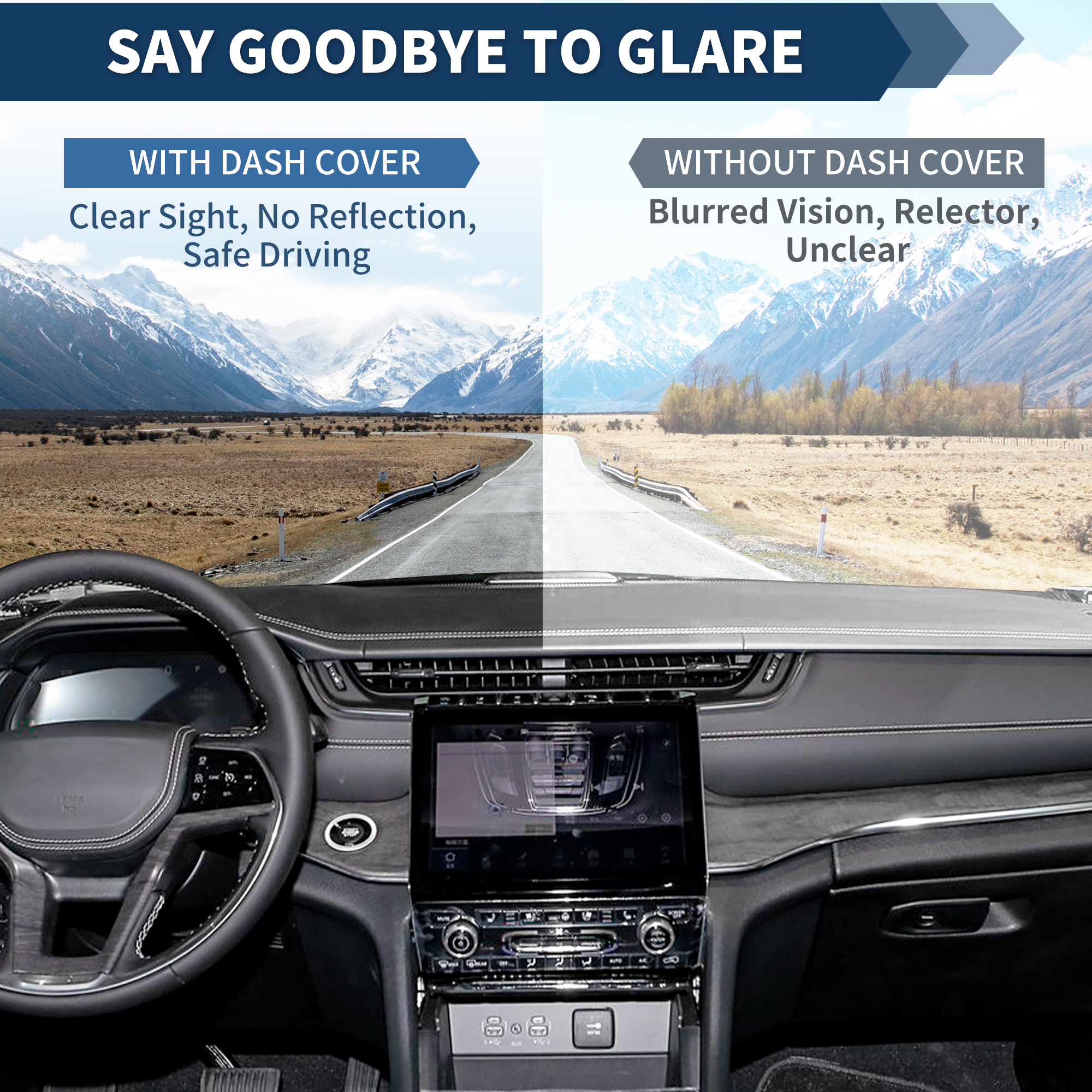 Dash Cover for Jeep Grand Cherokee L 2021-2025 Accessories Dashboard Cover Mat Polyester Center Console Dashboard Sunshield Pad Carpet Non-Slip Dashboard Protector Anti-Glare