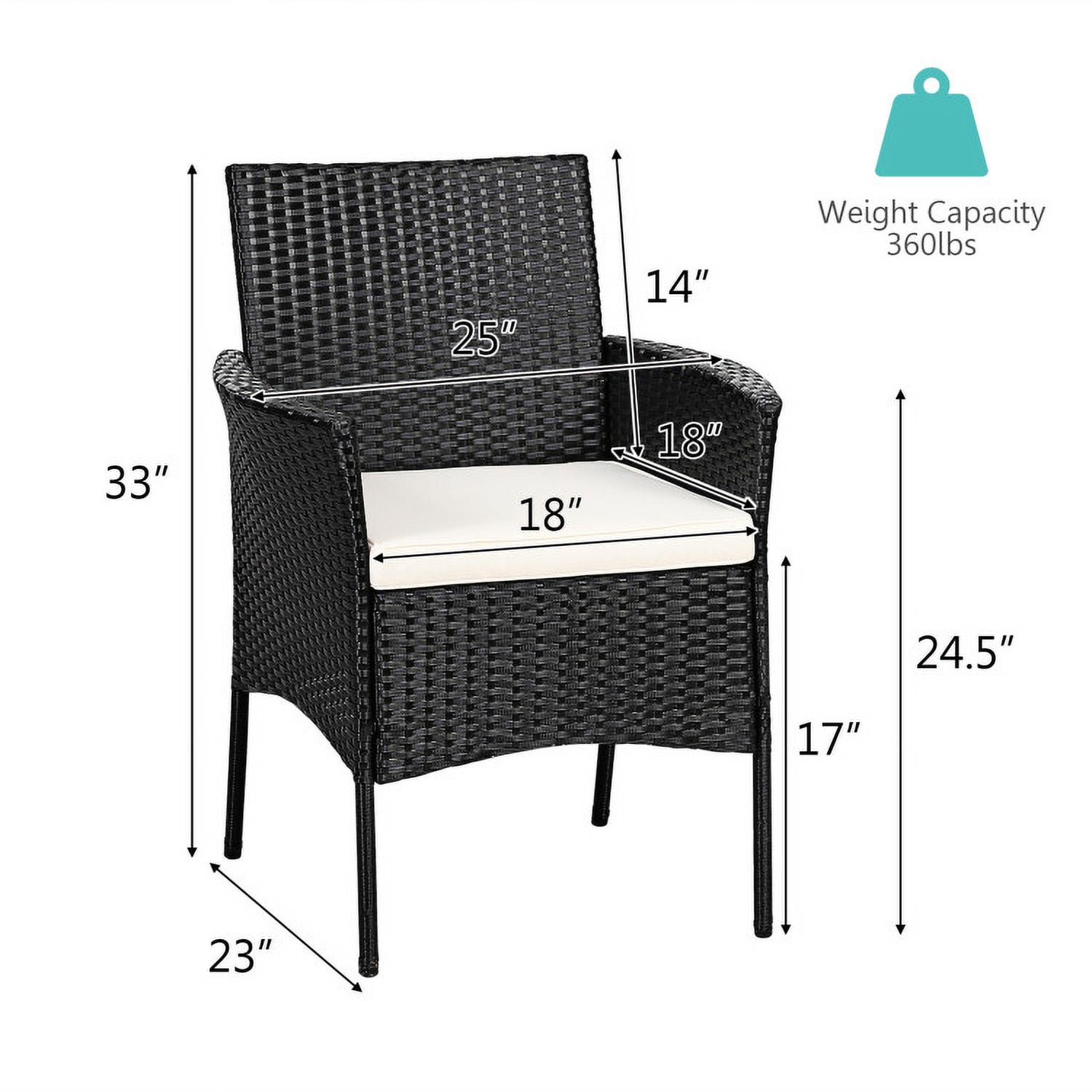 Aimee Lii 2 Pieces Patio Wicker Chairs with Cozy Seat Cushions, Outdoor Patio Set