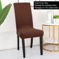 thumbnail image 2 of PiccoCasa Spandex Plain Dining Room Chair Slipcover Washable Chair Protector, Coffee Color, 2 of 5