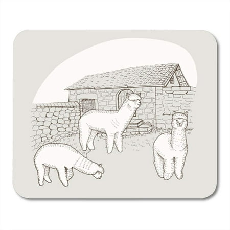 SIDONKU Alpaca and Old House Archeology Black Country Digital Draft Ethnography Mousepad Mouse Pad Mouse Mat 9x10