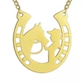 thumbnail image 2 of RSAMD Horseshoe Multilayer Necklace Stainless Steel Person Horse Silhouette Jewelry-Gold, 2 of 2