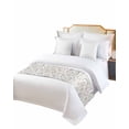 thumbnail image 2 of Xipuska Gray Botanical Bed Runners for King Size Bed, Decorative Bed Throws for Foot of Bed, Farmhouse Spring Summer Floral Leaves Bed Runner Sofa Throw Bedding Scarf Protector Slipcover for Bedroom, 2 of 6