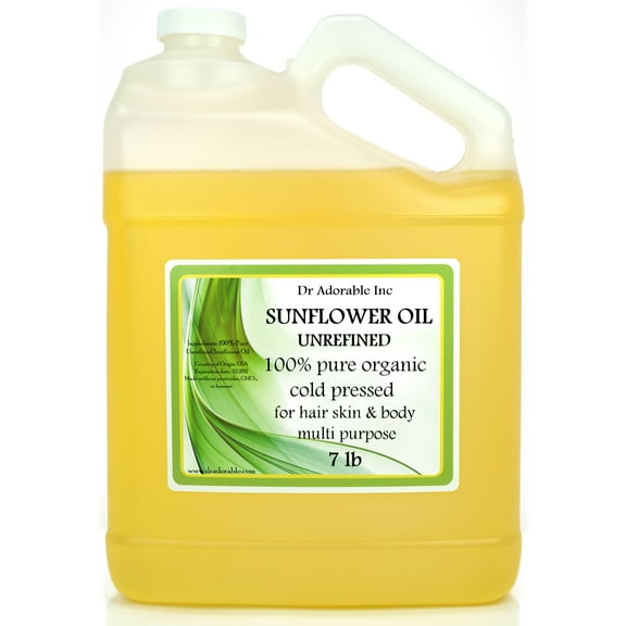 Dr Adorable - 7 lb - Sunflower Seed Oil UNREFINED - 100% Pure Organic Cold Pressed Extra Virgin