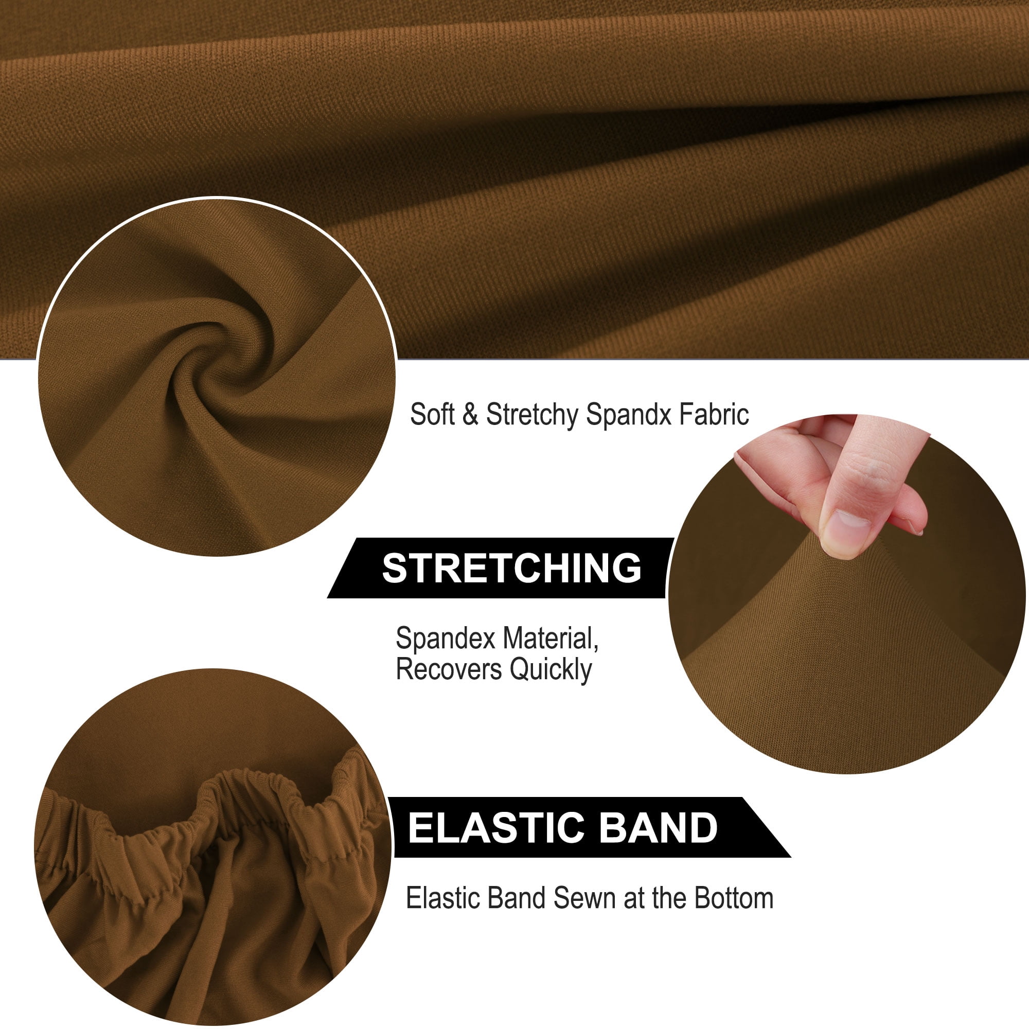 Unique Bargains Stretch Polyester Dining Chair Covers Protector Slipcovers Brown 6 Pcs