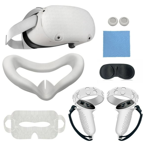 YOPTOP Casque VR Noir Lunettes VR avec Poignée Accessoires VR Haut de Gamme en Silicone Blanc,Blanc